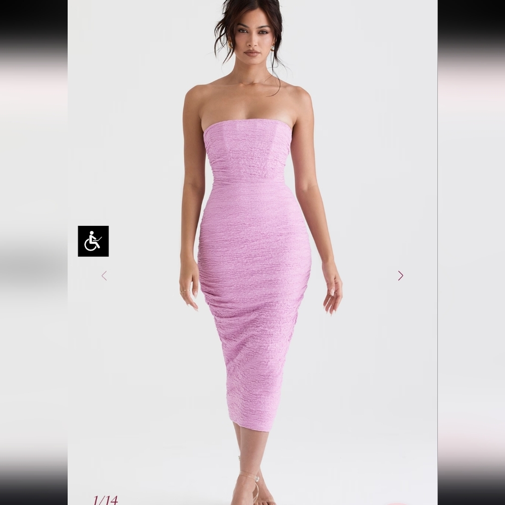 House of CB Lilac Strapless Midi Dress
